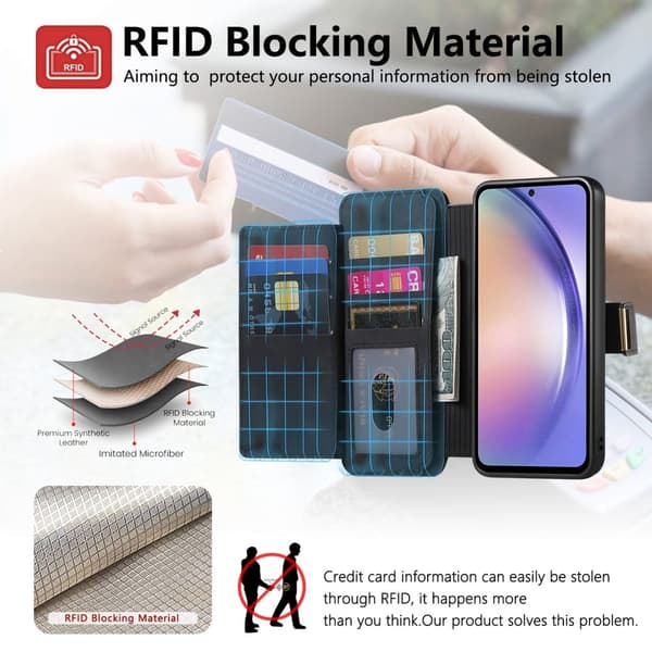 SKALO Samsung A36 5G 2-in-1 Magnet PU-Læder Ring Flip Cover - Sort