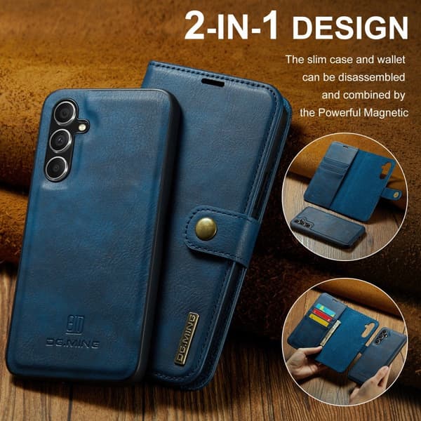 DG MING Samsung A56 5G 2-i-1 Magnet Flip Cover - Blå