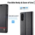 Pikkukuva 4 / 11: SKALO Samsung A56 5G LC.IMEEKE Carbon Fiber Lompakkokotelo - Musta