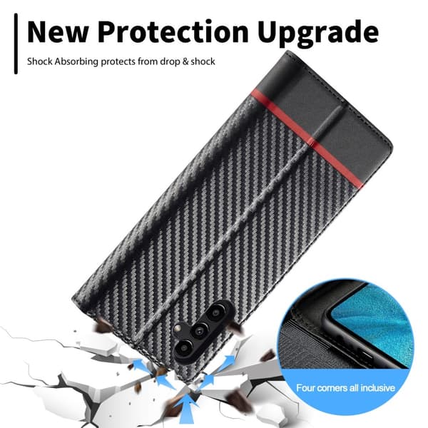 SKALO Samsung A56 5G LC.IMEEKE Carbon Fiber Lompakkokotelo - Musta