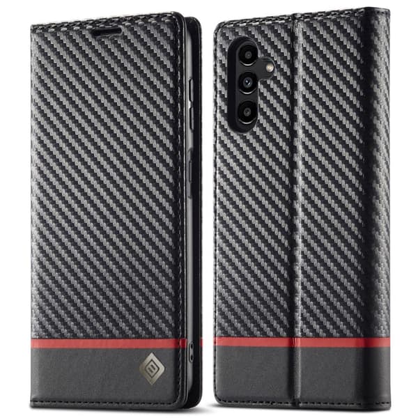 SKALO Samsung A56 5G LC.IMEEKE Carbon Fiber Lompakkokotelo - Musta