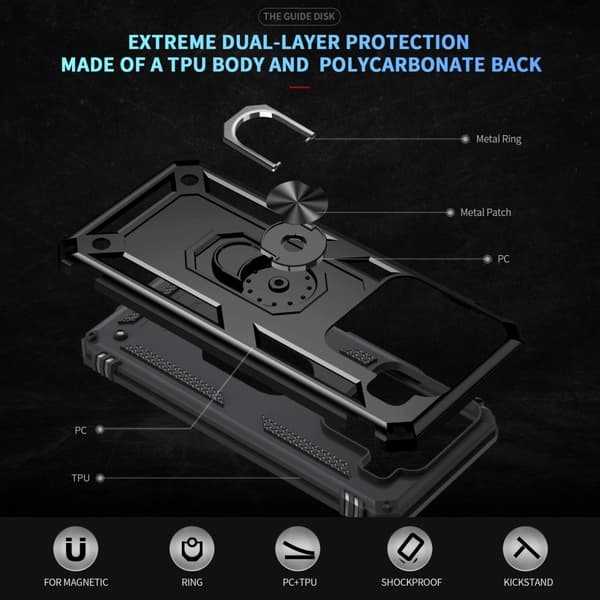 SKALO Xiaomi 15 Armor Metallring Skal - Svart