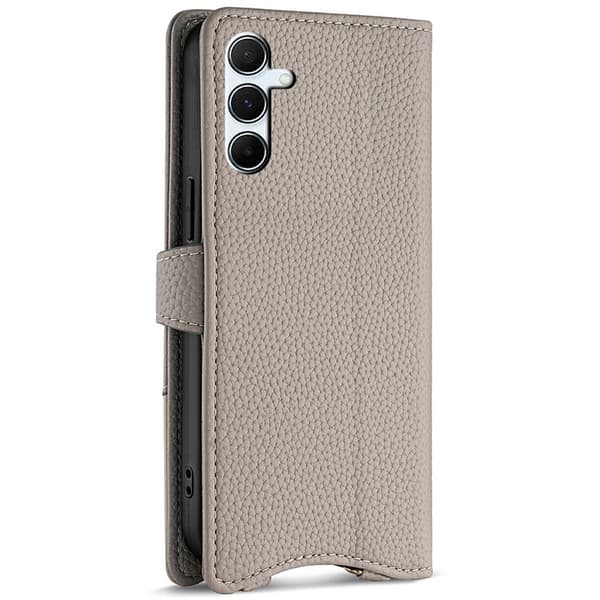 SKALO Samsung A56 5G Litchi Makeup Mirror Chain Plånboksfodral - Grå