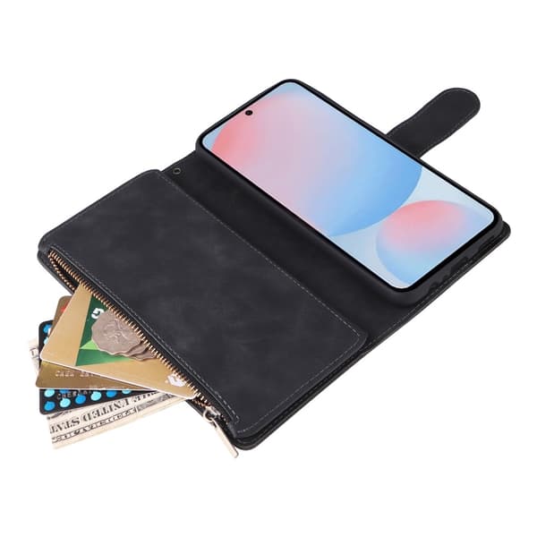SKALO Samsung A56 5G Zipper PU-læder Flip Cover - Sort