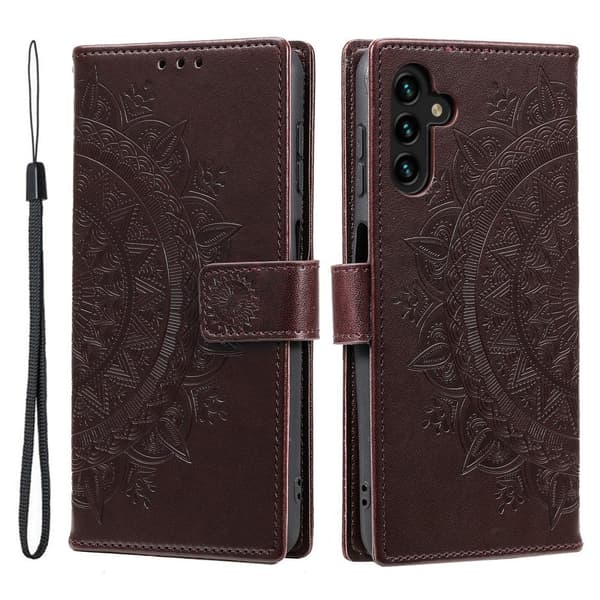 SKALO Samsung A56 5G Mandala Flip Cover - Brun