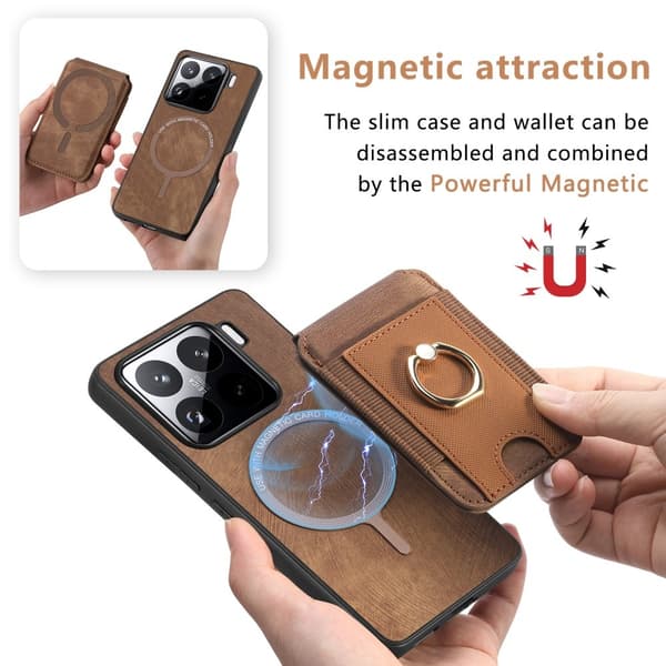SKALO Xiaomi 15 2-in-1 Magneettinen Korttikotelo Suojakuori - Musta