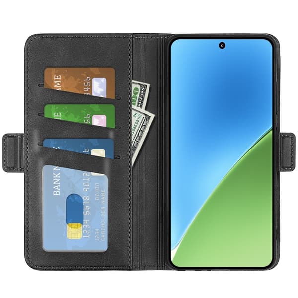 SKALO Xiaomi 15 Premium ID Lompakkokotelo - Musta