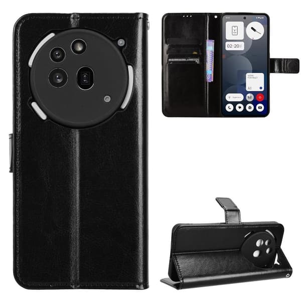 SKALO Nothing Phone (3a) Pro 5G PU-läder Plånboksfodral - Svart