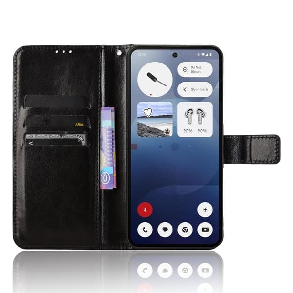 SKALO Nothing Phone (3a) 5G PU-läder Plånboksfodral - Svart