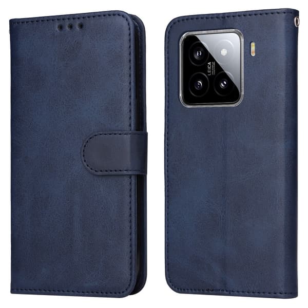 SKALO Xiaomi 15 PU-läder Plånboksfodral Blå
