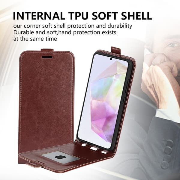 SKALO Samsung A56 5G Vertical Flip PU-Læder Flip Cover - Sort