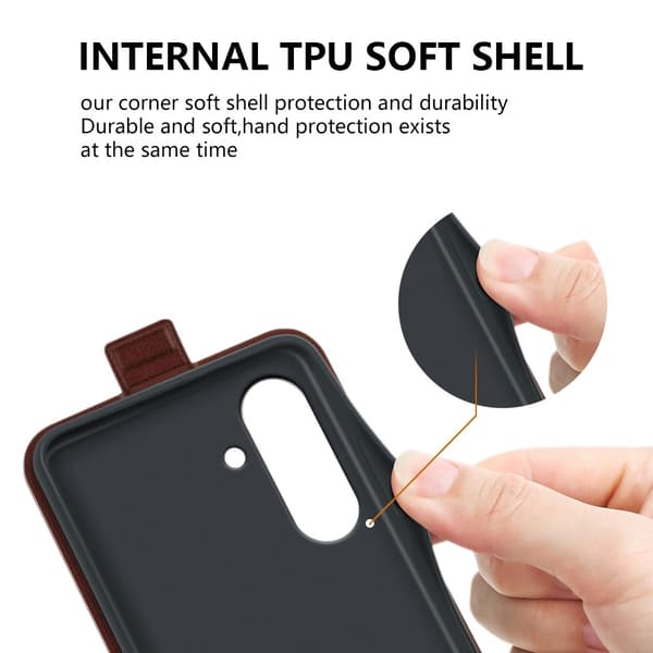 SKALO Samsung A56 5G Vertical Flip PU-Læder Flip Cover - Sort