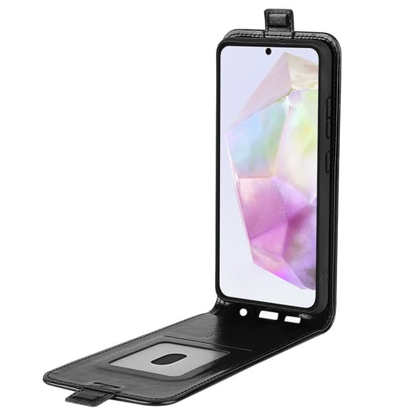 SKALO Samsung A56 5G Vertical Flip PU-Læder Flip Cover - Sort