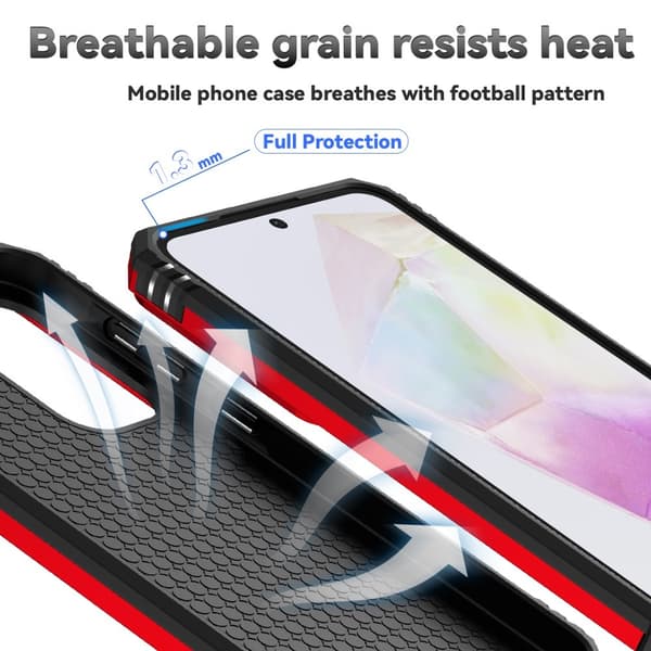 SKALO Samsung A56 5G Armor Metallirengas Kameraliukusuoja Suojakuori - Punainen
