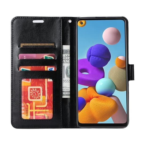 Samsung S24 Plånboksfodral i LÄDER - 3 Kort - 6 Färger - Svart