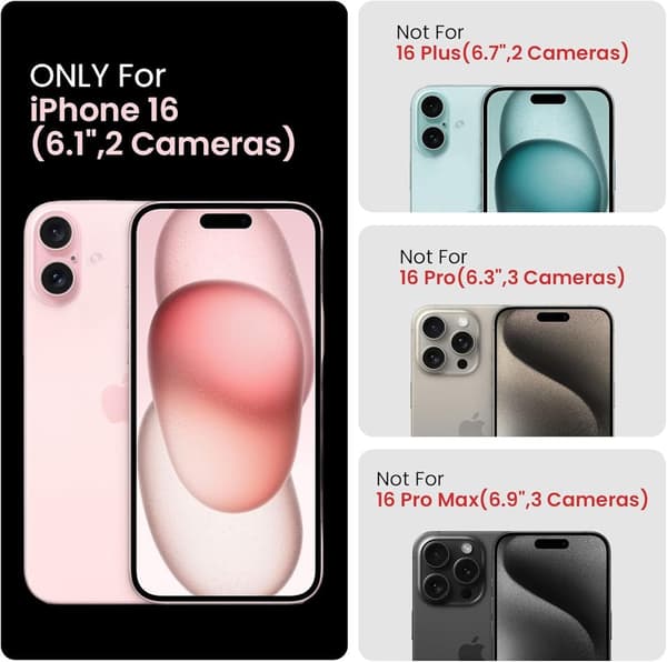 iPhone 16 Plus Svart Matt Hardt Deksel