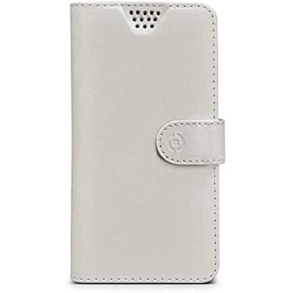 Foliofodral - CELLY - WALLYUNIMWH - Ekologiskt läder - Magnetisk stängning - Smartphone 3,5-4,5" Vit