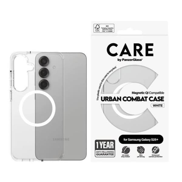 Coque för Galaxy S25 Plus Kompatibel Qi Antigulning Panzer Glas Transparent