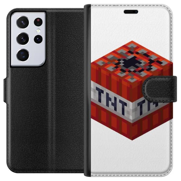 Samsung Galaxy S21 Ultra 5G Lompakkokotelo Minecraft TNT