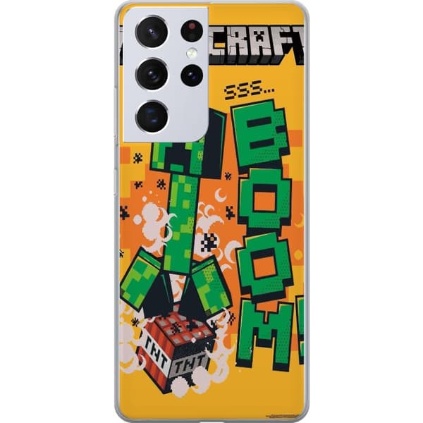 Samsung Galaxy S21 Ultra 5G Läpinäkyvä kuori Minecraft Boom