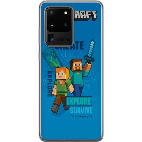 Samsung Galaxy S20 Ultra Läpinäkyvä kuori Minecraft Luolastot
