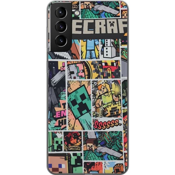 Samsung Galaxy S21+ 5G Gennemsigtig cover Minecraft Kunst