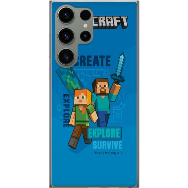 Samsung Galaxy S23 Ultra Gjennomsiktig deksel Minecraft Grotter