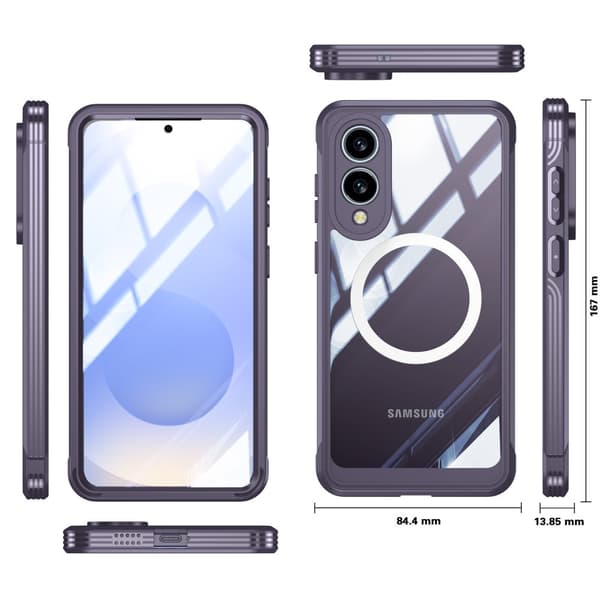 INF Samsung Galaxy S25 Edge -kotelo: Heavy Duty iskunkestävä suoja Tumma violetti