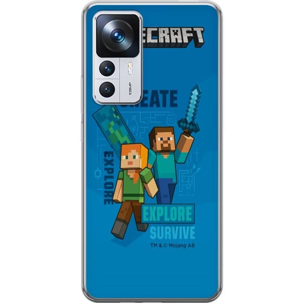 Xiaomi 12T Pro Läpinäkyvä kuori Minecraft Luolastot