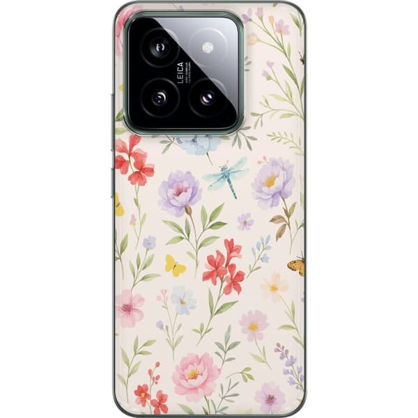 Xiaomi 14 Läpinäkyvä kuori Kukat
