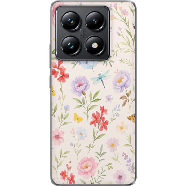 Xiaomi 14T Pro Gennemsigtig cover Blomster