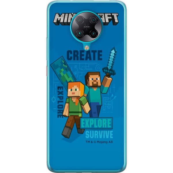 Xiaomi Poco F2 Pro Gennemsigtig cover Minecraft Huler