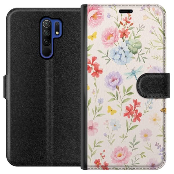 Xiaomi Redmi 9 Tegnebogsetui Blomster