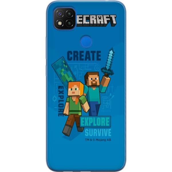Xiaomi Redmi 9C NFC Läpinäkyvä kuori Minecraft Luolastot