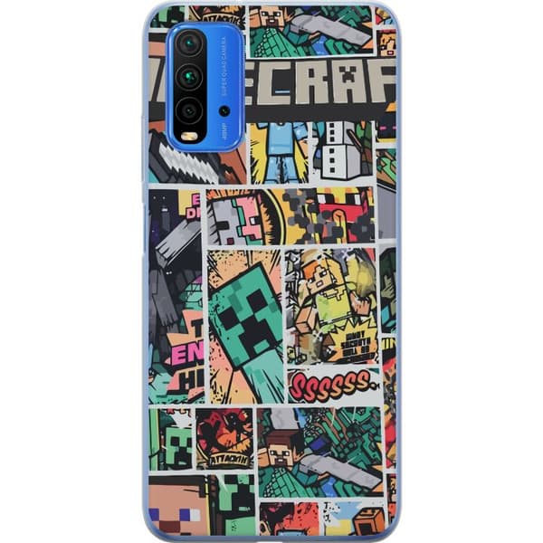 Xiaomi Redmi 9T Gjennomsiktig deksel Minecraft Kunsthåndverk