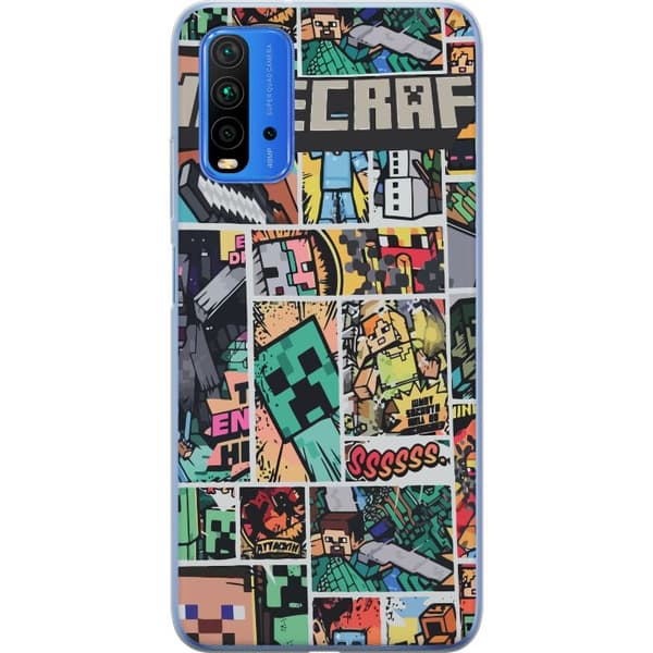 Xiaomi Redmi Note 9 4G Genomskinligt Skal Minecraft Art