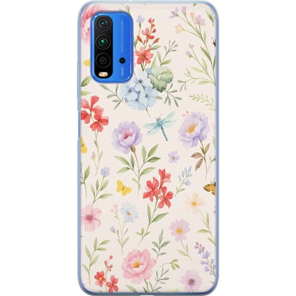 Xiaomi Redmi Note 9 4G Genomskinligt Skal Blommor