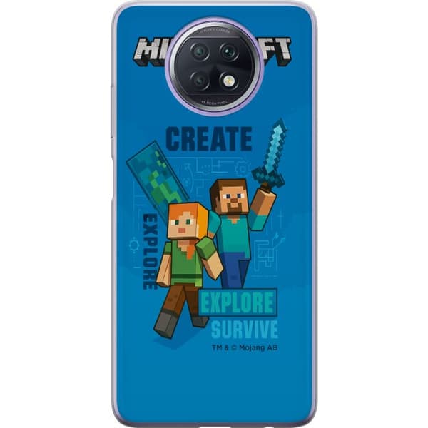 Xiaomi Redmi Note 9T Läpinäkyvä kuori Minecraft Luolastot