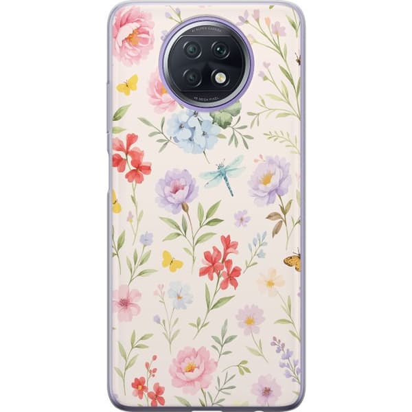 Xiaomi Redmi Note 9T Läpinäkyvä kuori Kukat