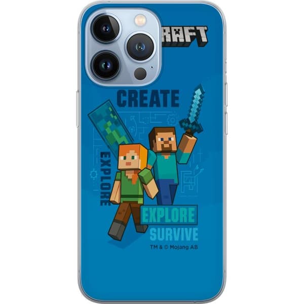 Apple iPhone 13 Pro Läpinäkyvä kuori Minecraft Luolastot
