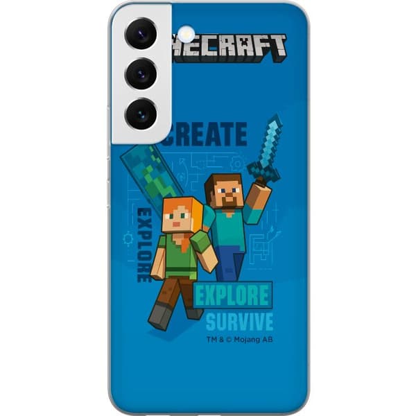 Samsung Galaxy S22 5G Läpinäkyvä kuori Minecraft Luolastot