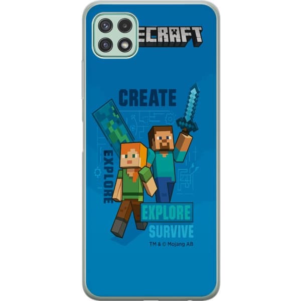 Samsung Galaxy A22 5G Gennemsigtig cover Minecraft Huler