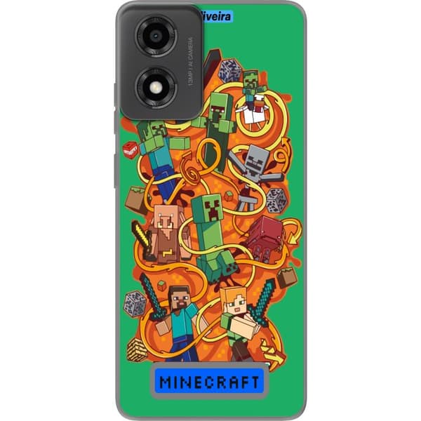 Motorola Moto E14 Gennemsigtig cover Minecraft