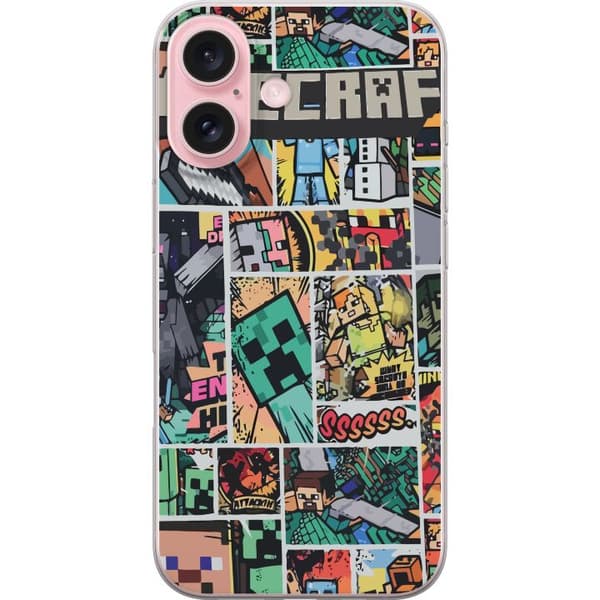 Apple iPhone 16 Läpinäkyvä kuori Minecraft Taide