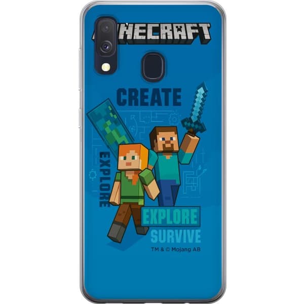 Samsung Galaxy A40 Gennemsigtig cover Minecraft Huler