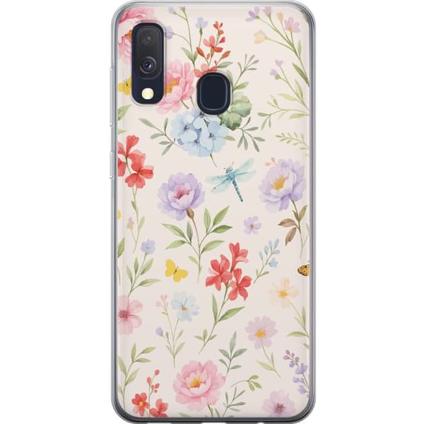 Samsung Galaxy A40 Gennemsigtig cover Blomster