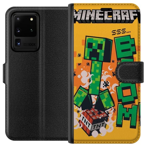 Samsung Galaxy S20 Ultra Lompakkokotelo Minecraft Boom