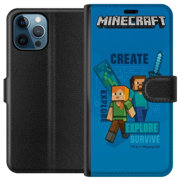 Apple iPhone 12 Pro Lommeboketui Minecraft Grotter