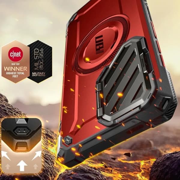 Coque MagSafe för Samsung S25 Ultra Stötfångare Kameraskydd Stöd Supcase Röd