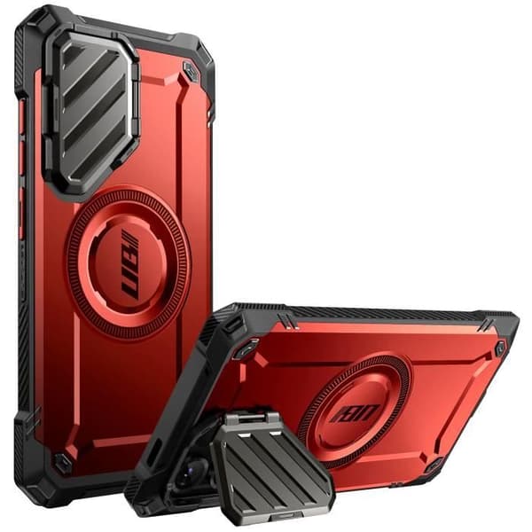 Coque MagSafe för Samsung S25 Ultra Stötfångare Kameraskydd Stöd Supcase Röd